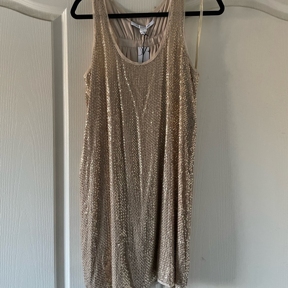 Brand new DVF Gold Sequin Pellina Dress